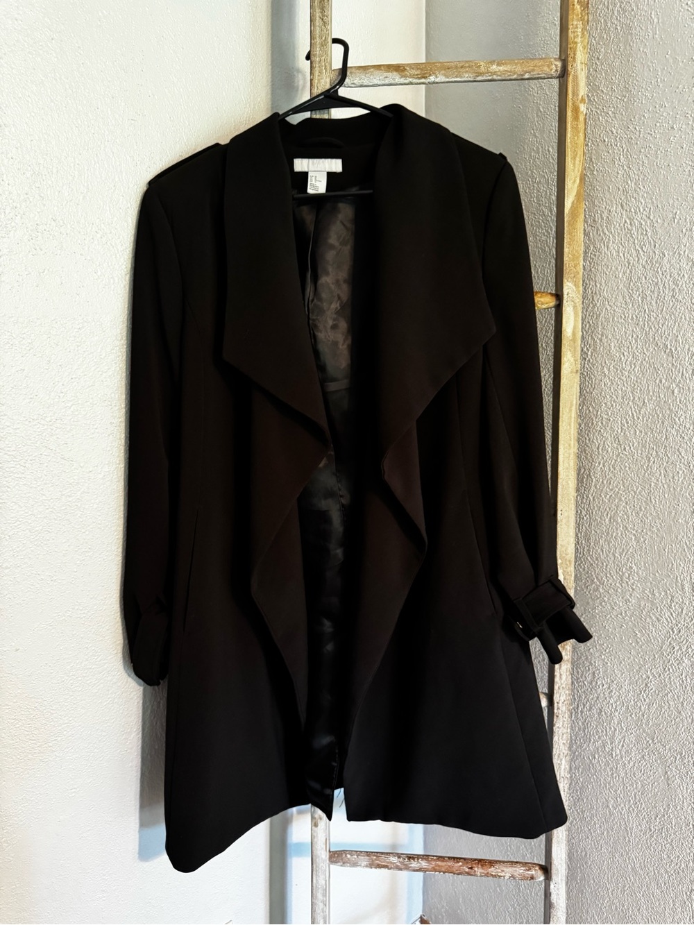 H&M Black Draped Trench Coat